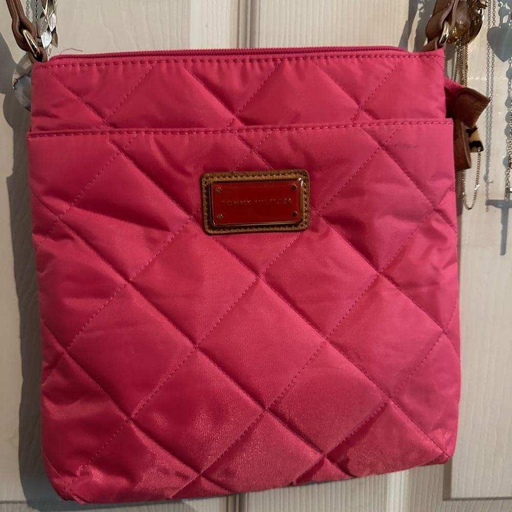 Y2K Tommy Hilfiger Pink Quilted Crossbody Bag
